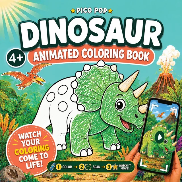 Picopop Dinosaur animated coloring book